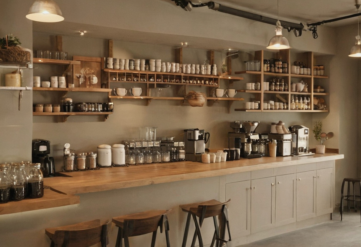 Storage for a small café coffee bar should be sized by par levels and replenishment routes editorial visual